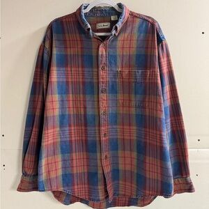 L.L. Bean Vintage Denim & Plaid Flannel